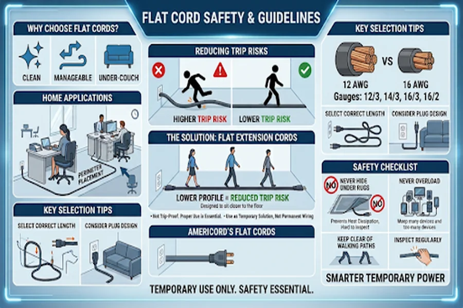 How Flat Extension Cords Reduce Trip-Hazard Injuries At Home And In Offices